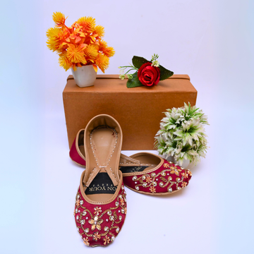 Handcrafted Red Raw Silk Slides – Uniquely Yours For Women